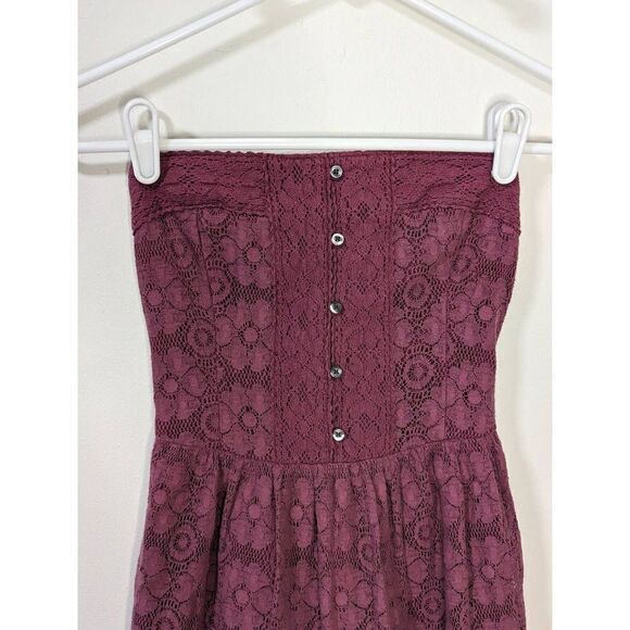 Abercrombie & Fitch Strapless Floral Lace Overlay Purple Dress - Size XS - Picture 3 of 6